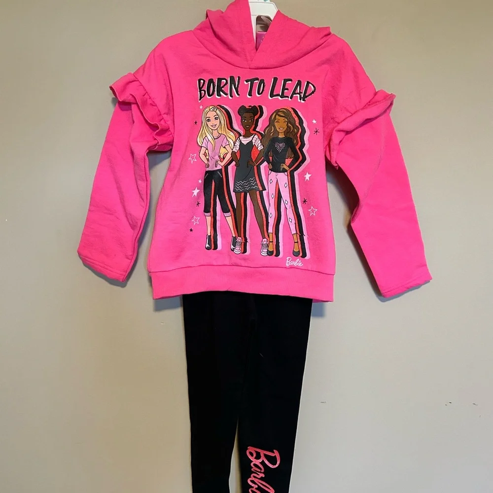 Barbie 5T Fleece Hoodie and Leggings Set